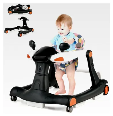 Produktbild von 2 in 1 Lauflernhilfe mit Musik und Licht, höhenverstellbarer und klappbarer Lauflernwagen für Babys ab 6 Monaten (Schwarz)