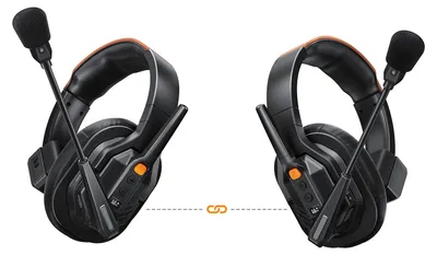 Image de Système d'intercom sans fil à 2 casques : casque de communication full-duplex pour 2 personnes avec réduction du bruit par IA/ENC