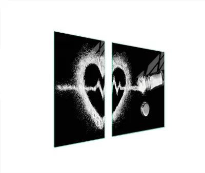 Produktbild von Herdabdeckplatten 2 teilig 90x52 Glaskeramikkochfeld Abdeckung Glas Schneidebrett Herz Schwarz