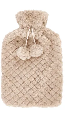 Produktbild von WÄRMFLASCHE 1,8L aus Gummi mit Bezug kuschliger Bettflasche Wärme Flasche Wärmekissen Wärmetherapie Wärmflaschen (Beige-25)