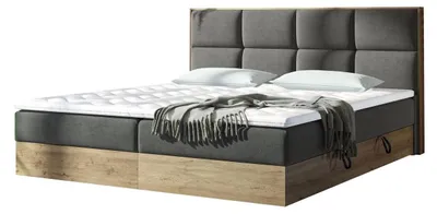Produktbild von MIRJAN24 Boxspringbett Euphoria, Polsterbett mit zwei Bettkästen, Doppelbett mit Topper (Soro 97 + Gold Craft Oak, Größe: 160x200 cm)