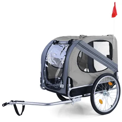Fahrrad Anhänger / Hunde Anhänger klappbar bis 40Kg in GRAU Top Qualität – Produktansicht