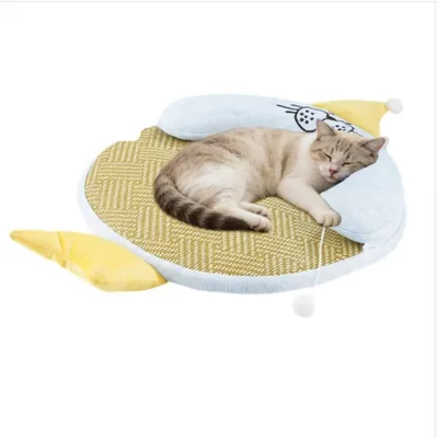 Produktbild von INF Sommer-Kühlmatte für Haustiere – Polyester-Kühlpad mit Nackenstütze, abnehmbar, waschbar, rutschfest Blau M