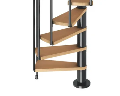 Produktbild von Pertura Spindeltreppe Arissa Buche Mutliplex Ø 120 cm Anthrazit 11 Stück Stufen 12 Steigungen Stabgeländer Anthrazit