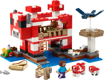 Produktbild von LEGO Minecraft Das Pilzkuh-Haus - Gaming Spielzeug mit Steve Figur, Mobs, einem Arbeitstisch und einer Farm - Interaktives Spielset - Gaming Geschenk für Mädchen und Jungen ab 8 Jahren 21270