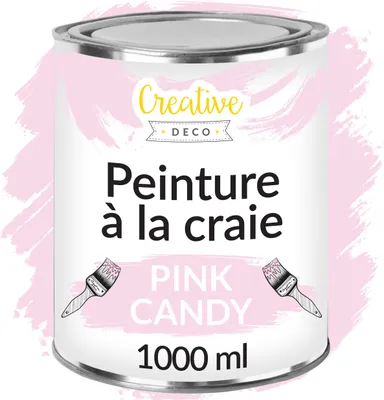 Image de Creative Deco Peinture à la Craie Rose 1L - Mat et Lavable Peinture Meuble Bois
