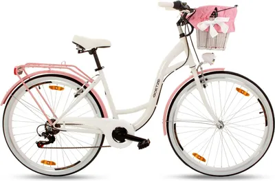 Produktbild von Goetze Mood 28 Zoll City Bike, 18 Zoll Tiefeinsteigerrahmen, 7-Gang Shimano Tourney, V-Bremse, LED-Beleuchtung, Komfortsattel, Rattankorb
