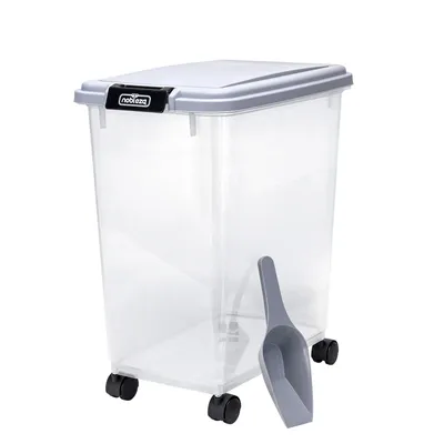 Produktbild von Nobleza  Hundefutter Aufbewahrung mit Rollen 40 L,für Haustiere, Lebensmittelbox mit Rädern,Klappdeckel,,Luftdicht,Transparent
