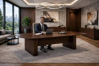 Produktbild von Eleganter Schreibtisch aus Holz für Ihr modernes Büroambiente stilvolle Möbel