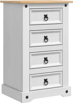 Image de Table de chevet Corona Blanc 53 x 39 x 84 cm Pin massif