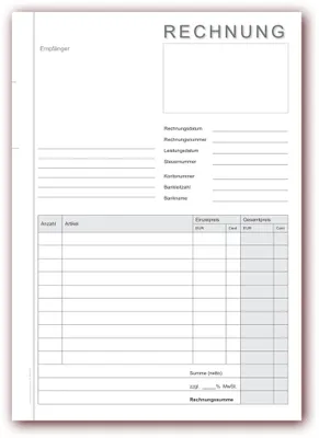 Produktbild von Rechnungsblock DIN A4, 2 x 40 Blatt (1 Original + 1 Durchschlag)