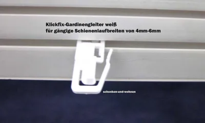 Produktbild von 20 Stück Klickfix - Gardinengleiter für gängige Schienenlaufbreiten 4mm - 6mm
