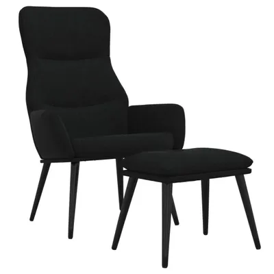 Produktbild von vidaXL Relaxsessel mit Hocker Schwarz Stoff