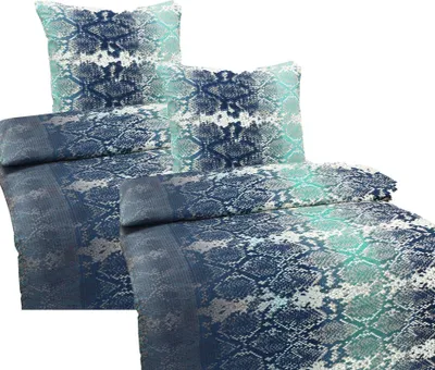 Produktbild von Bettwäsche Seersucker Mikrofaser Schlangenoptik 135x200 80x80 Blau: 4 tlg.