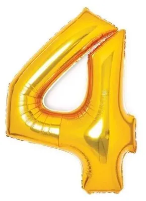 Image de Ballon en aluminium « 4 » doré, 51 x 66 cm - Amscan