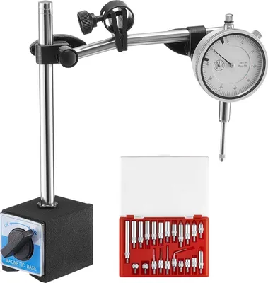 Image de Kit de comparateur - Support de mesure avec double tige - Précision 0,03 mm - Plage de mesure 0-25,4 mm - Tiges de centrage non magnétiques - Avec mallette - Avec support de comparateur