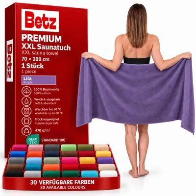 Produktbild von Betz Saunatuch 70 x 200 cm PREMIUM 100% Baumwolle Badetuch Liegetuch Strandtuch   Farbe: lila