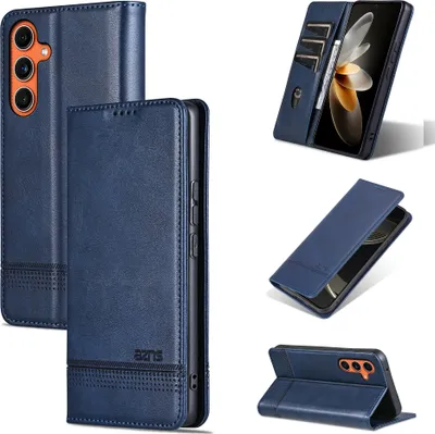 Image de Etui en cuir pour Samsung Galaxy C55 / M55, étui portefeuille pliable avec fermeture magnétique et support bleu