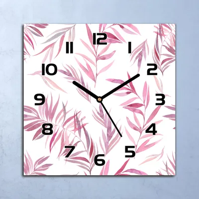 Produktbild von Wanduhr Echt-Glas-Küchenuhr Lila Palme Kunst Quarz Lautlos 30x30 Deko Bilder