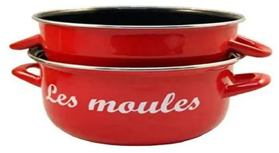 Musselpot 18 cm 2,5 L rot emailliert mit Deckel