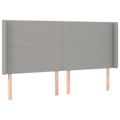 Image de vidaXL Tête de lit avec oreilles gris clair 163x16x118/128 cm Tissu