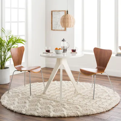 Runder Hochflorteppich 160 cm, abstraktes Berber-Design, creme
