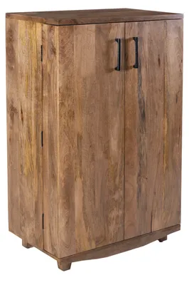 Produktbild von Barschrank OSKAR - Mangoholz Braun 122x46x74cm | Weinschrank Kaffeetresenschrank