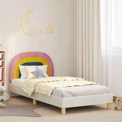 Image de Maison Exclusive - Lit bébé avec tête de lit crème 90 x 190 cm velours