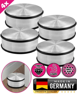 Produktbild von 4x Türstopper Edelstahl massiv - Schwerer Türstopper Boden 1,2 Kg/Stk., Door Stopper im modernen Design versehen mit Gummiring zum Schutz der Türen