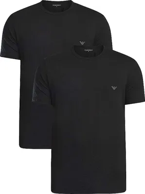Produktbild von Emporio Armani Herren T-Shirt Rundhals 2er Pack | Baumwolle & Elasthan Regular Fit Farbe Schwarz Größe XL EM000391 AF14132