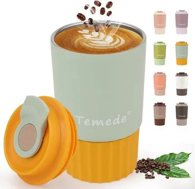 Productafbeelding van Thermobeker, 360 ml, dubbelwandig, geel, geschikt voor koffie en thee