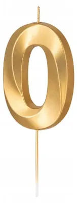 Produktbild von PartyPal Geburtstagskerze Ziffer 0 Gold Metallic