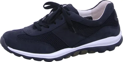 A single blue sneaker is shown from the side against a white background.
