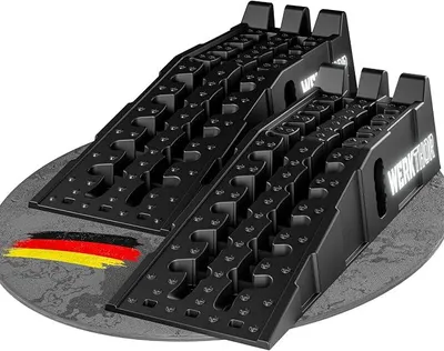 Produktbild von Auffahrrampe PKW - [2er Set] Auffahrrampen für maximalen Halt [<5T] - Hochbelastbare Rampe Auto für jeden Untergrund - Auto Rampen 2 Stück
