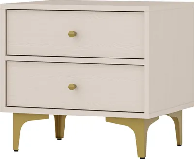 Produktbild von Masseno Nachttisch TORINO Nachtschrank Beistelltisch für Schlafzimmer 51,8 x 48,5 x 40,8 cm Beige