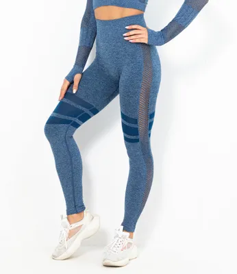 Obrázek produktu pro Dámské bezešvé sportovní legíny s vysokým pasem - královská modř S