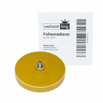 Produktbild von Folienradierer - Für alle handelsübliche Bohrmaschinen, Akku-Schrauber, Geradschleifer geeignet - Zierfolien, Aufkleber und Kleberückstände entfernen