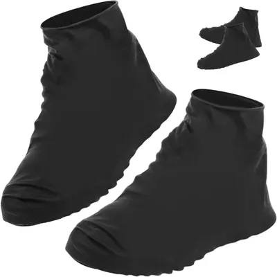 Produktbild von Wiederverwendbare rutschfeste Schuhüberzieher, wasserdichtes Silikon, schwarz, 4 Paar