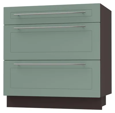Produktbild von Schubladenunterschrank KVANTUM Vollauszug 80cm Korpus- & Frontfarbe wählbar (Q-D3A/80),mint matt,lava