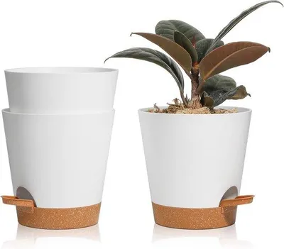 Produktbild von Famanu Blumentopf Set mit Bewässerungssystem - Weiß, 3 Stück