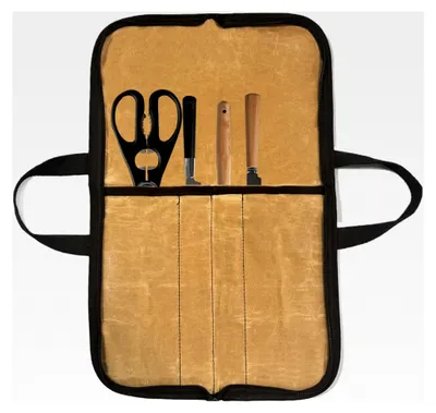 Produktbild von Messertasche – Reisetasche für Küchenutensilien mit Fächern | gewachste Leinwand zur Aufbewahrung von tragbaren Kochmessern und Camping-Küchenwerkzeugen