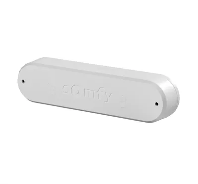 A white Somfy Eolis 3D Wirefree io Funk Windsensor is shown against a white background.