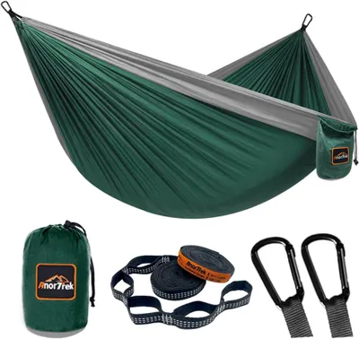 Produktbild von Camping-Hängematte – Sehr leicht und tragbar – Zwei Befestigungsriemen – Nylon-Reisehängematte für Camping