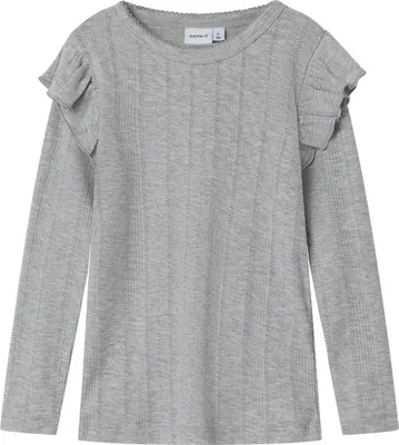 Produktbild von Name It Julia Slim Langarm-t-shirt Grau 18 Months Mädchen Grau 18 Months