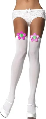 Produktbild von Weiße Overknees mit 70er Jahre Blüten - Fasching