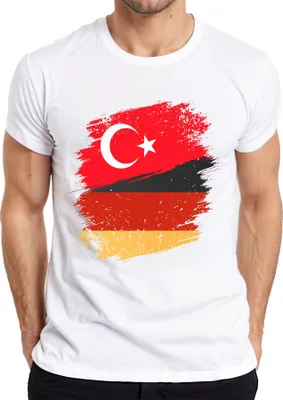 Immagine prodotto di Maglietta da uomo con bandiera turco-tedesca Turchia Germania - Tifoso di calcio, bianco, L