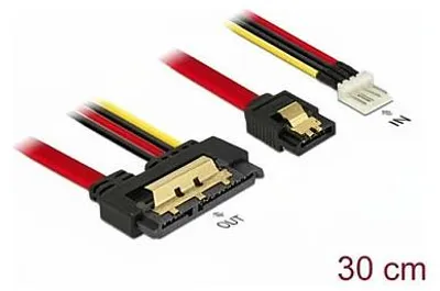 Immagine prodotto di DELOCK DeLOCK 85232 Cavo SATA 0,3 m SATA 7 pin + Molex (4 pin) SATA 22 pin Nero
