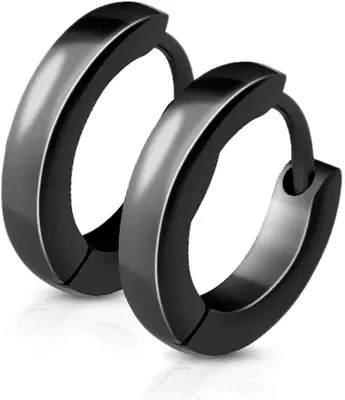 Produktbild von viva-adorno 1 Paar Damen Ohrringe Creolen Edelstahl glänzend poliert schmal ER94_2,5mm, schwarz