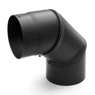 Produktbild von Raik Basic Rauchrohrbogen 150mm schwarz 0-90° ohne Tür für Rauchrohr / Ofenrohr