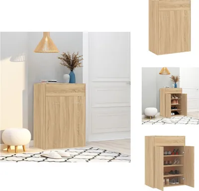 Image de vidaXL Armoire à chaussures Chêne Sonoma 60x35x84 cm Bois composite - Étagères et armoires à chaussures